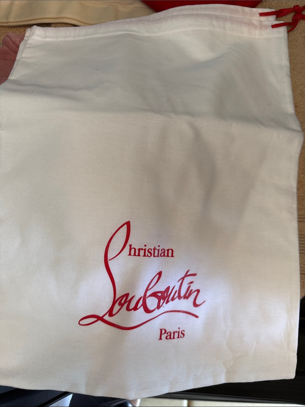 Christian Louboutin White Dust Bag with Red Logo